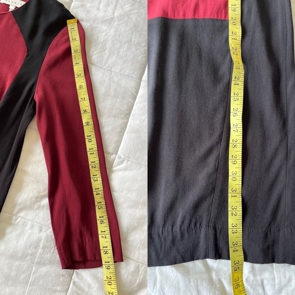 SANDRO Paris Burgundy Black Colour Block Long Sleeve Shift Dress Size 1 - Picture 13 of 15